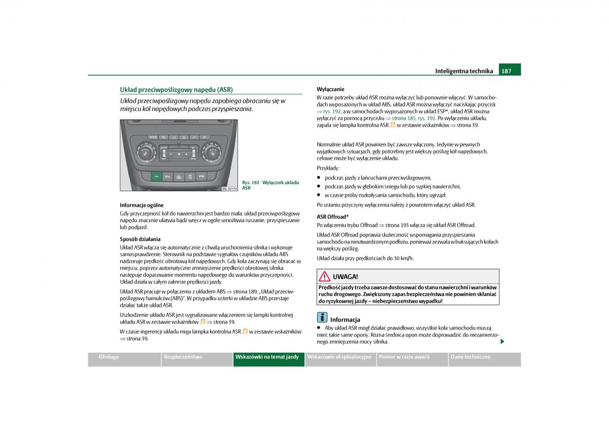 Skoda Yeti instrukcja obslugi / page 189