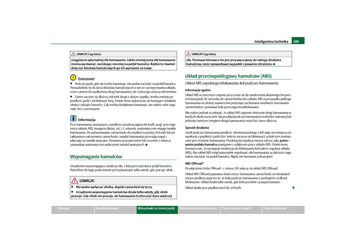 Skoda Yeti instrukcja obslugi / page 191