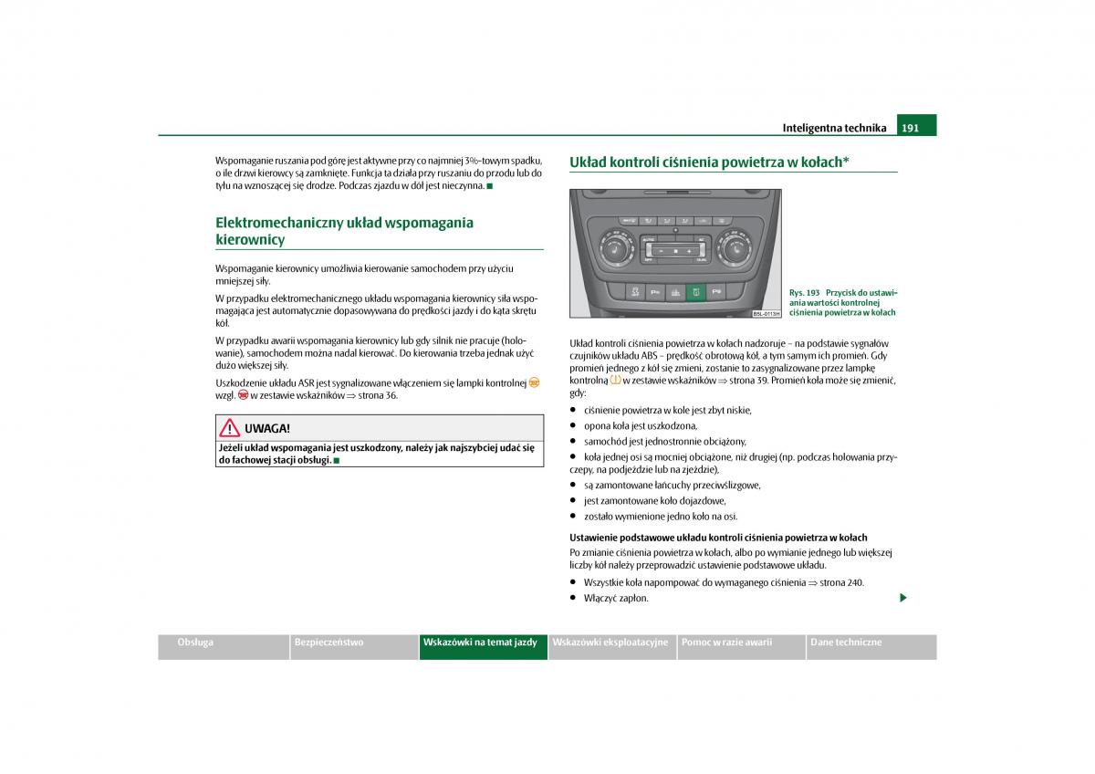 Skoda Yeti instrukcja obslugi / page 193