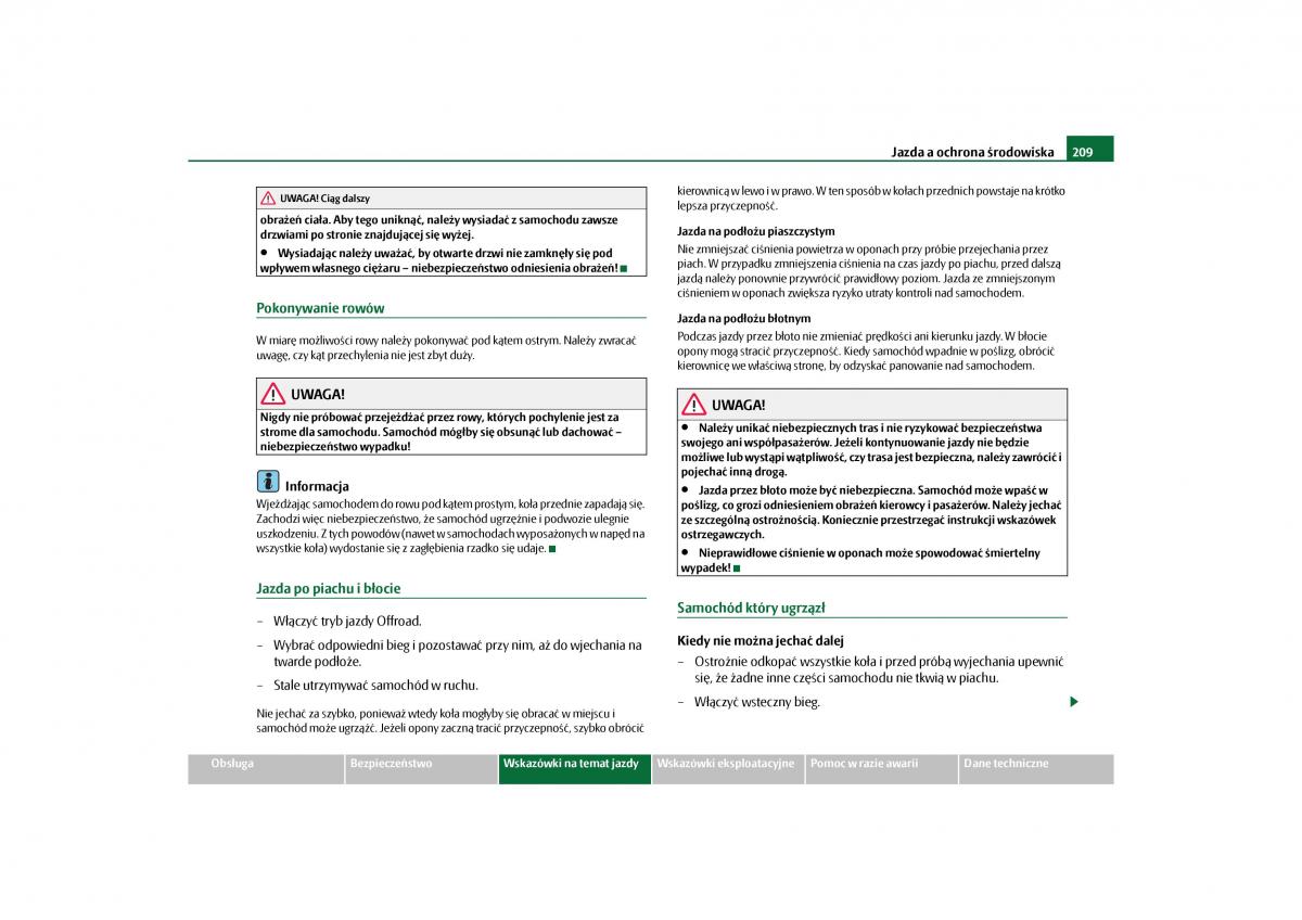 Skoda Yeti instrukcja obslugi / page 211