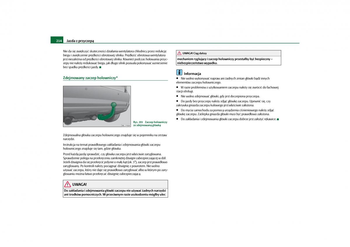 Skoda Yeti instrukcja obslugi / page 216