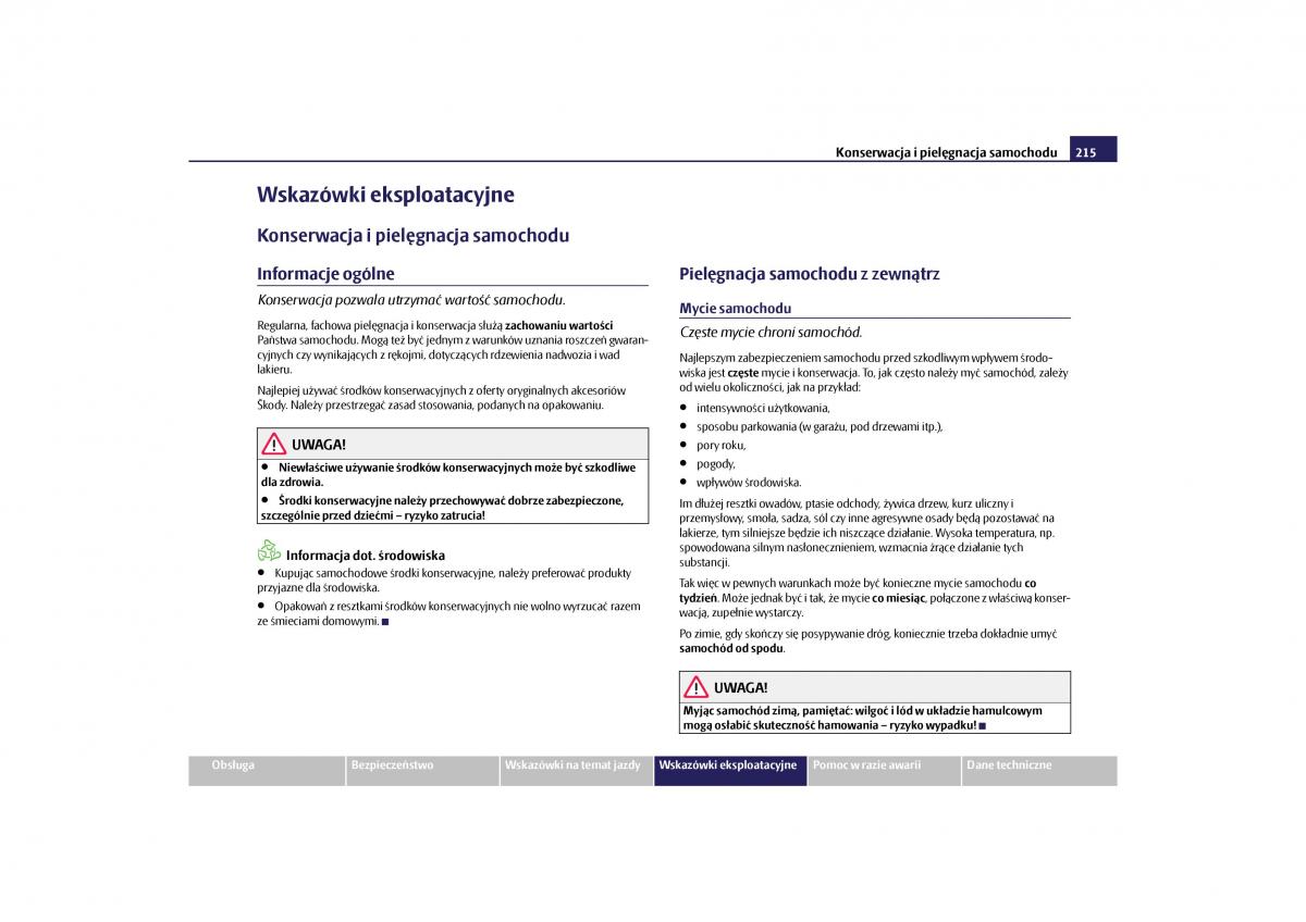 Skoda Yeti instrukcja obslugi / page 217