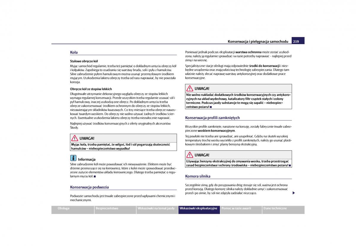 Skoda Yeti instrukcja obslugi / page 221