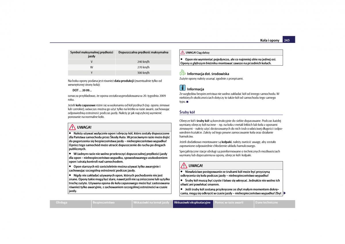 Skoda Yeti instrukcja obslugi / page 245