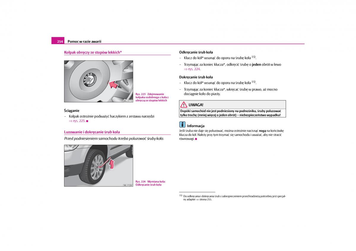 Skoda Yeti instrukcja obslugi / page 256