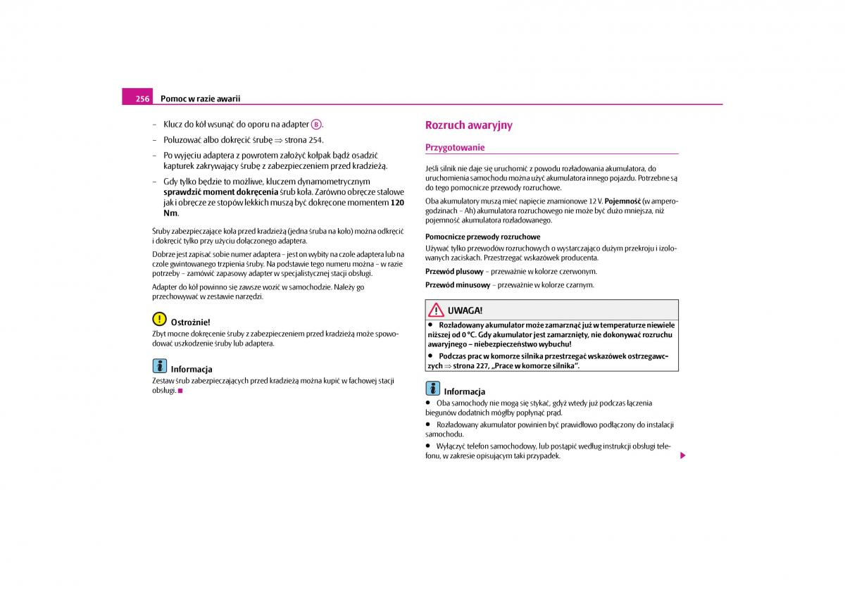 Skoda Yeti instrukcja obslugi / page 258