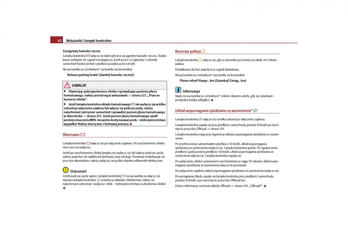 Skoda Yeti instrukcja obslugi / page 44