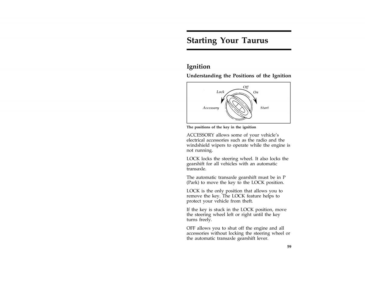 manual  Ford Taurus III 3 owners manual / page 61