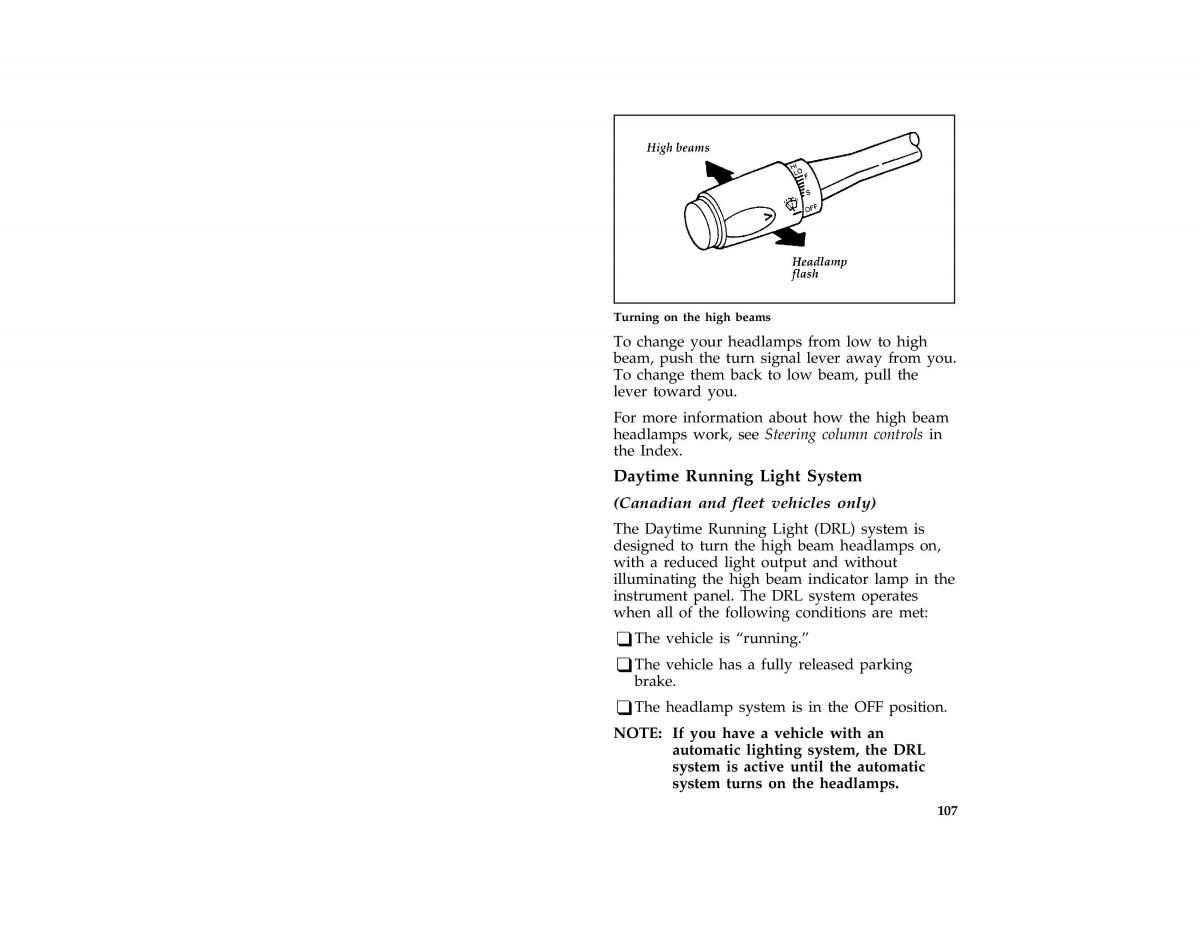 manual  Ford Taurus III 3 owners manual / page 107