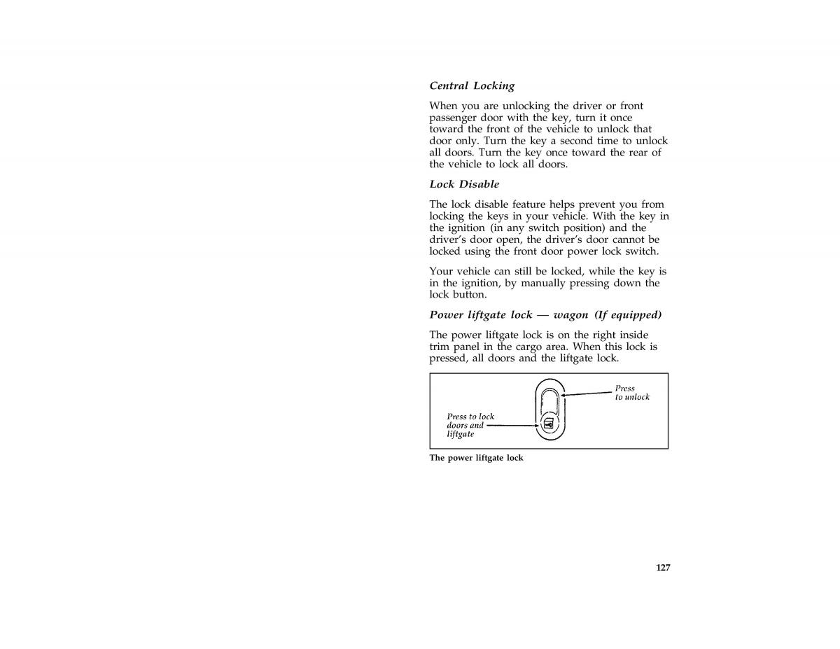 manual  Ford Taurus III 3 owners manual / page 126