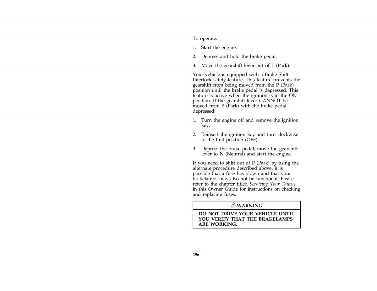 manual  Ford Taurus III 3 owners manual / page 194