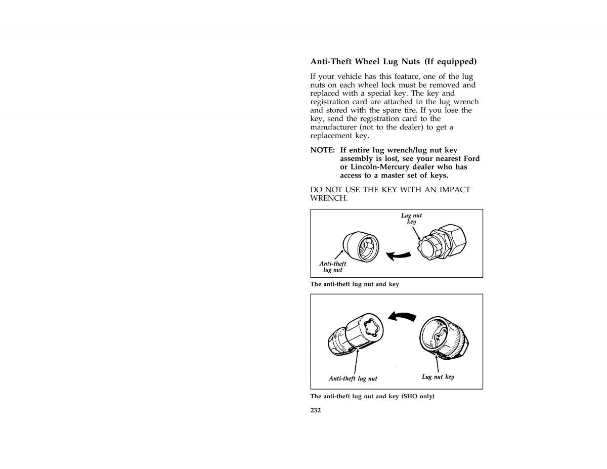 manual  Ford Taurus III 3 owners manual / page 230