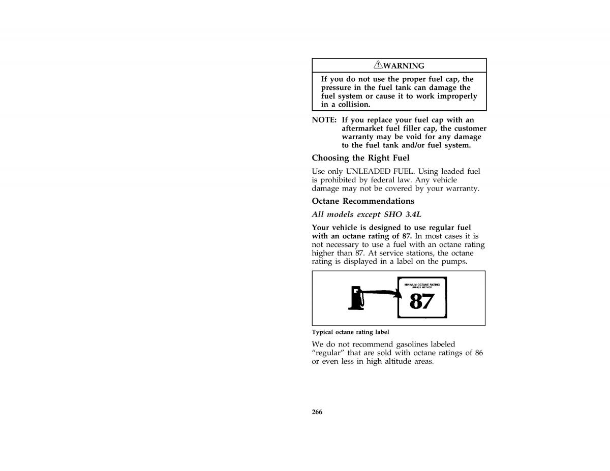 manual  Ford Taurus III 3 owners manual / page 263