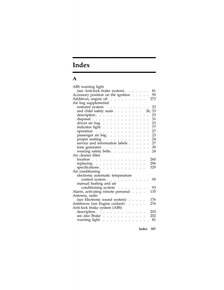 Ford Taurus III 3 owners manual / page 347