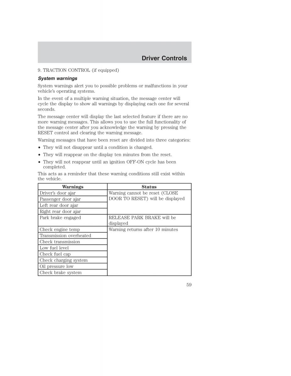 Ford Taurus IV 4 owners manual / page 59