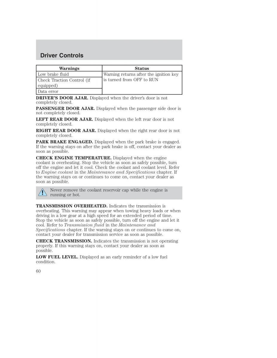 Ford Taurus IV 4 owners manual / page 60