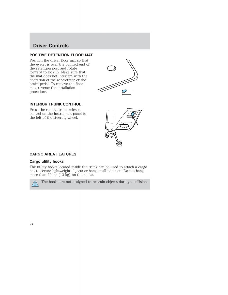 Ford Taurus IV 4 owners manual / page 62