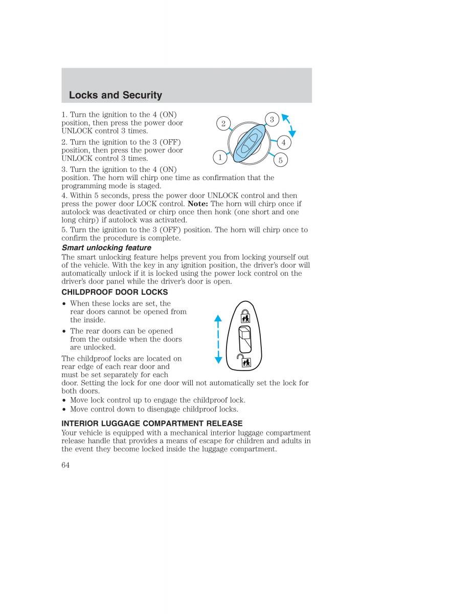 Ford Taurus IV 4 owners manual / page 64