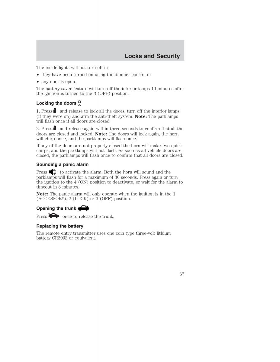 Ford Taurus IV 4 owners manual / page 67