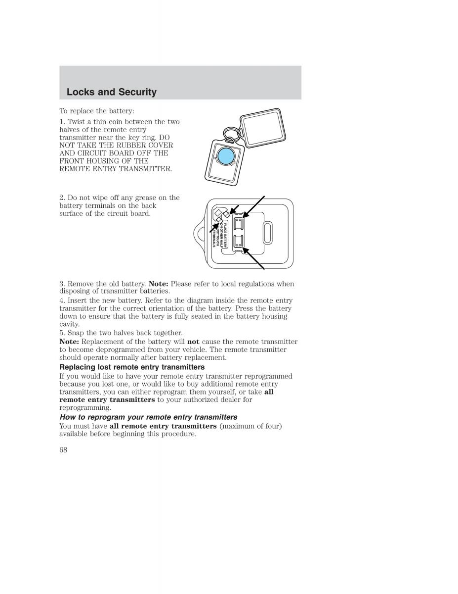 Ford Taurus IV 4 owners manual / page 68