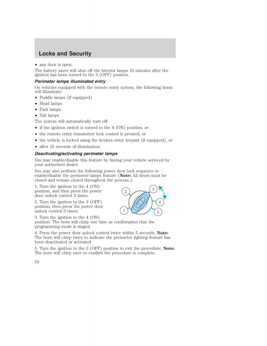 Ford Taurus IV 4 owners manual / page 70