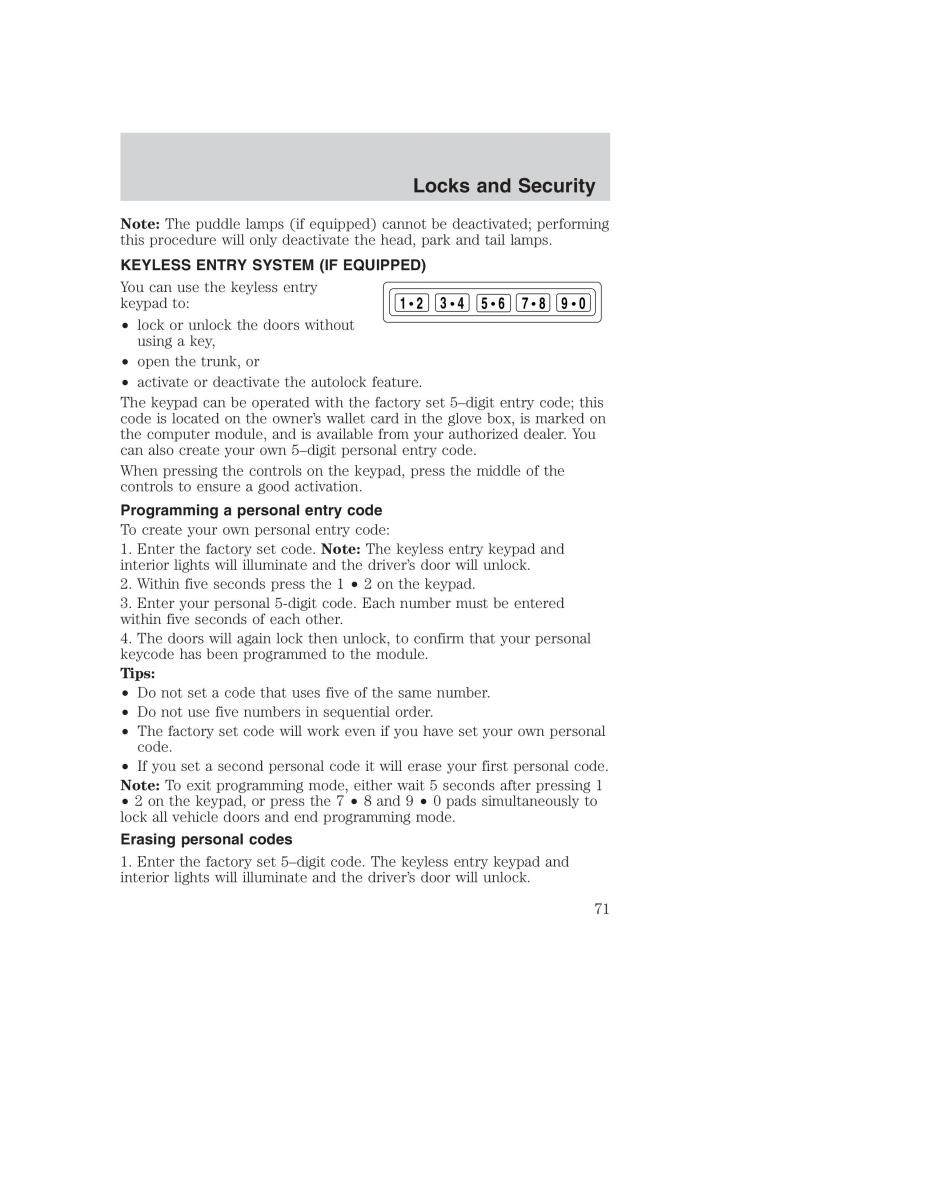 Ford Taurus IV 4 owners manual / page 71