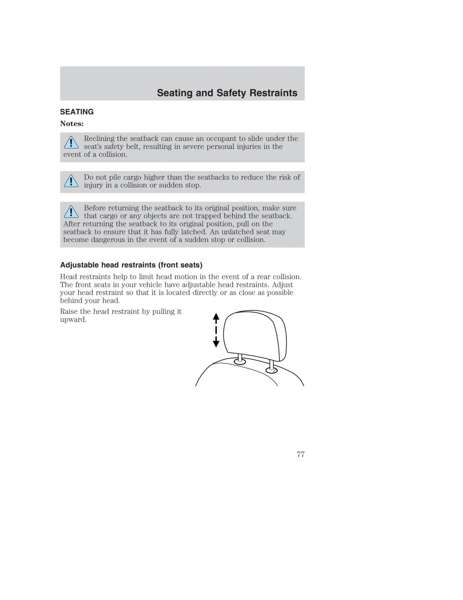 Ford Taurus IV 4 owners manual / page 77