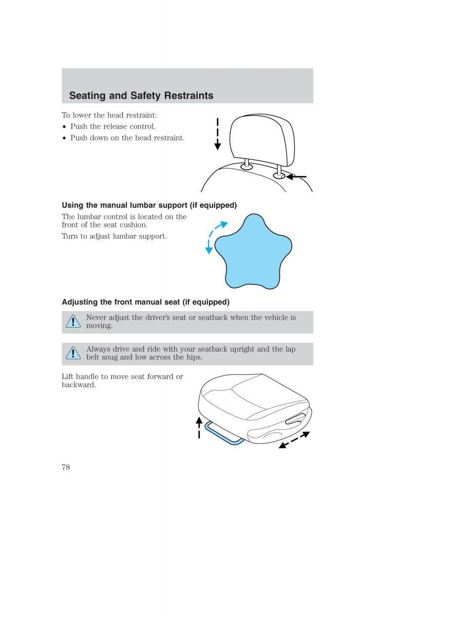 Ford Taurus IV 4 owners manual / page 78