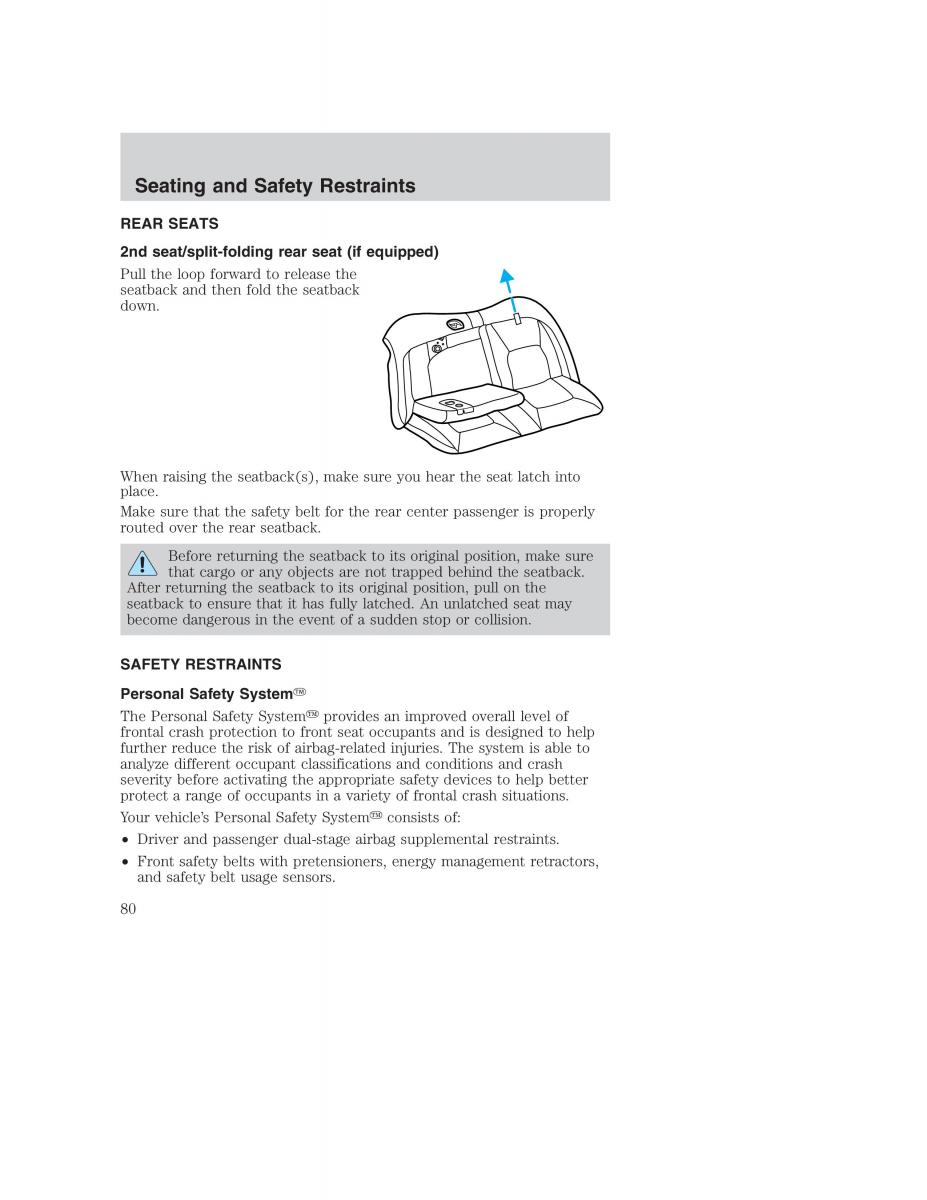 Ford Taurus IV 4 owners manual / page 80