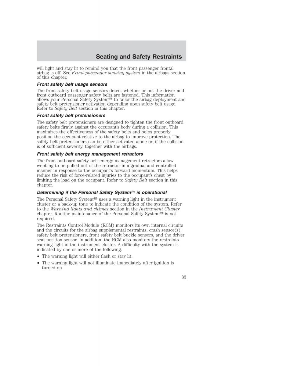 Ford Taurus IV 4 owners manual / page 83