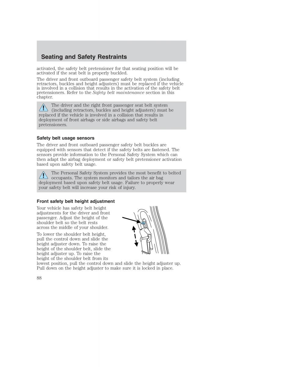 Ford Taurus IV 4 owners manual / page 88