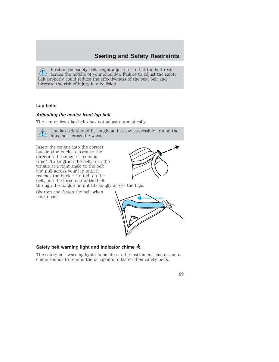 Ford Taurus IV 4 owners manual / page 89