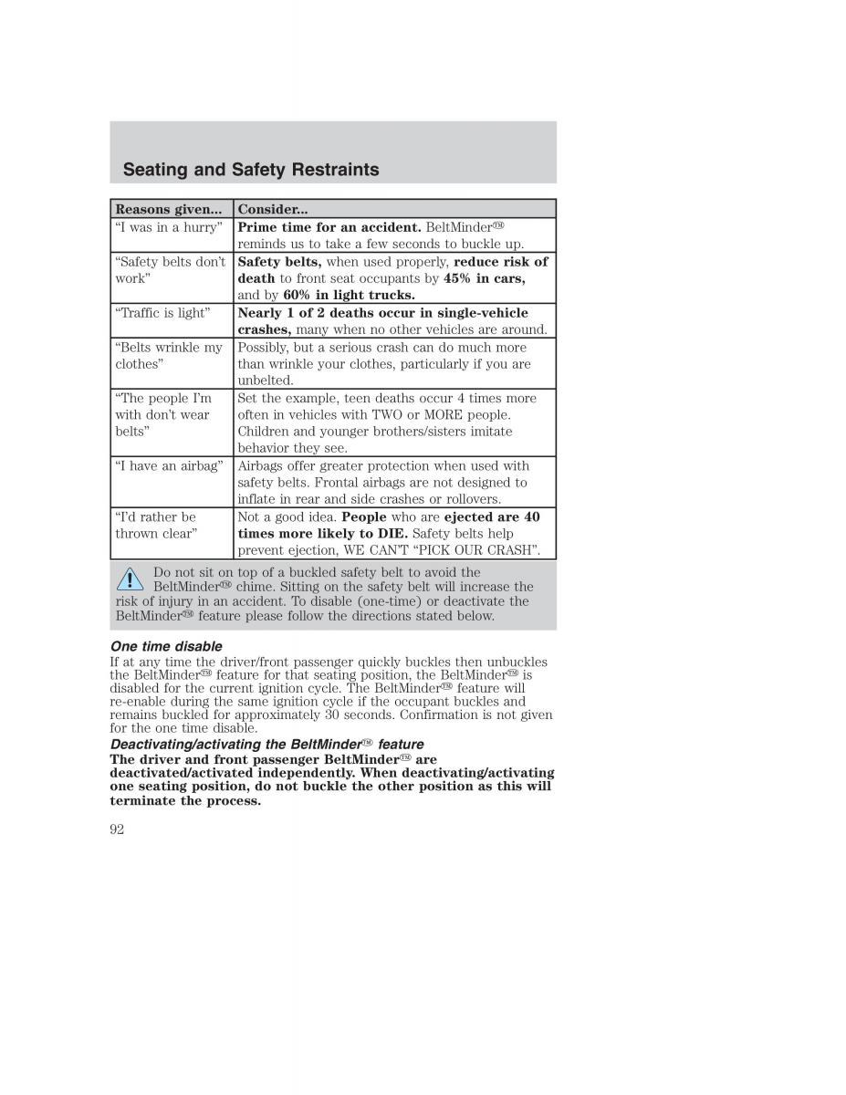 Ford Taurus IV 4 owners manual / page 92