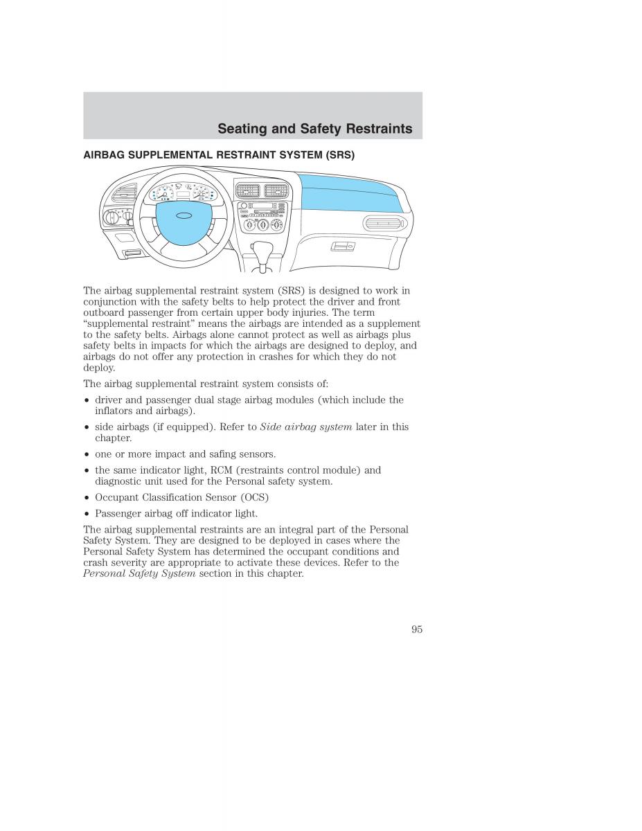 Ford Taurus IV 4 owners manual / page 95