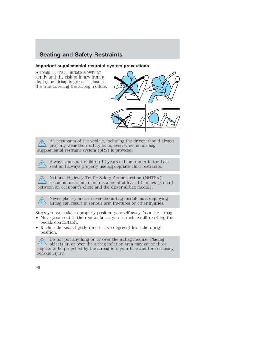 Ford Taurus IV 4 owners manual / page 96