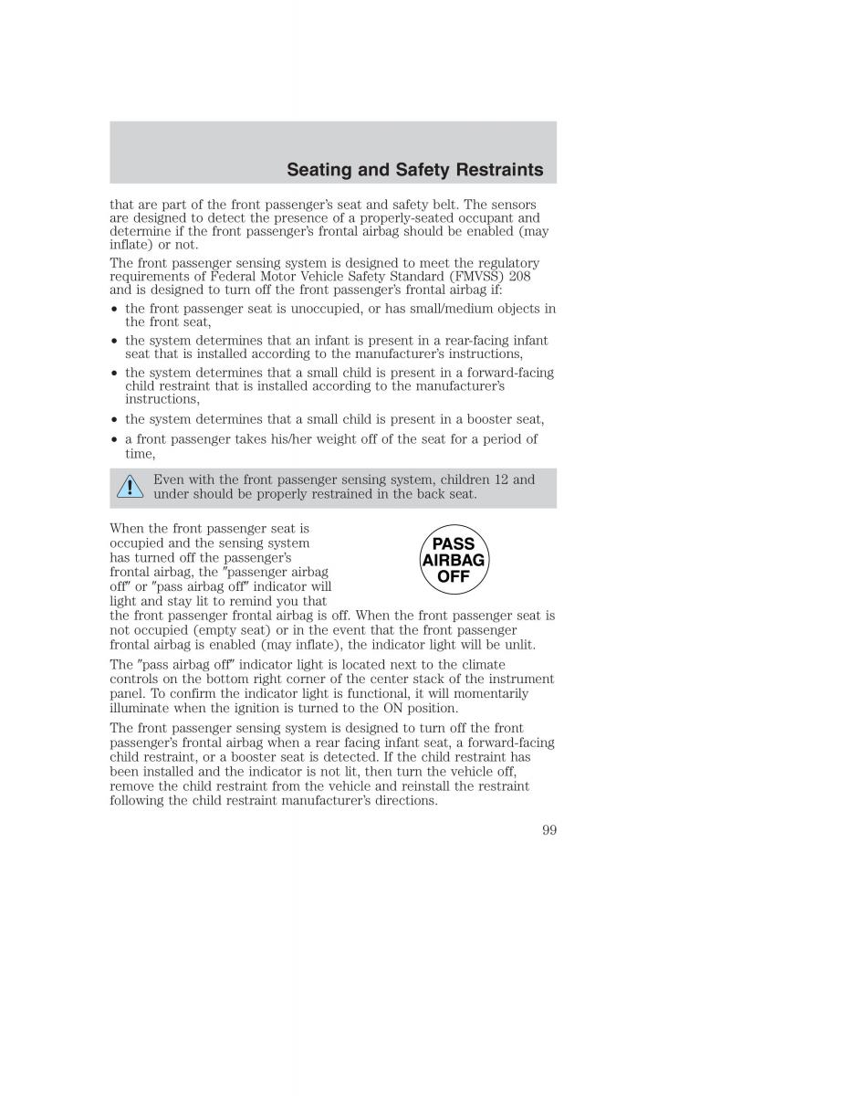 Ford Taurus IV 4 owners manual / page 99