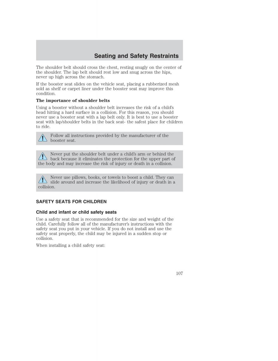 Ford Taurus IV 4 owners manual / page 107