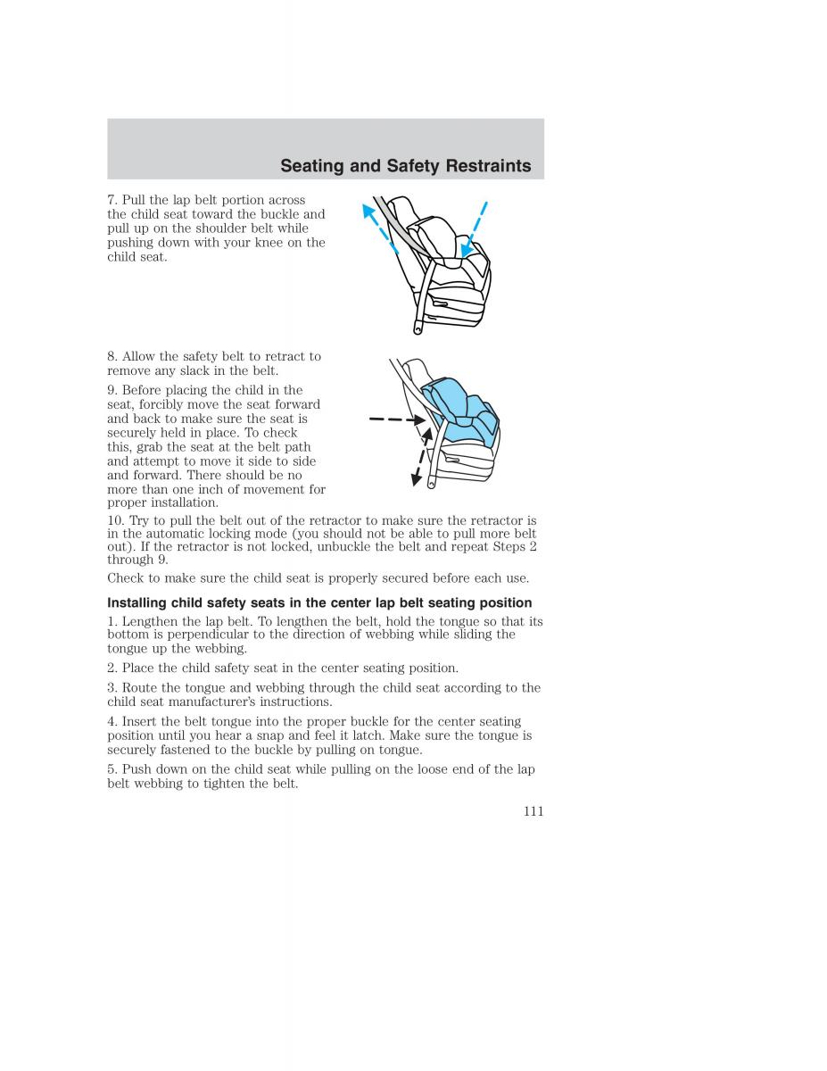 Ford Taurus IV 4 owners manual / page 111