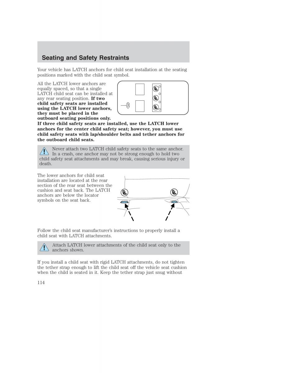 Ford Taurus IV 4 owners manual / page 114