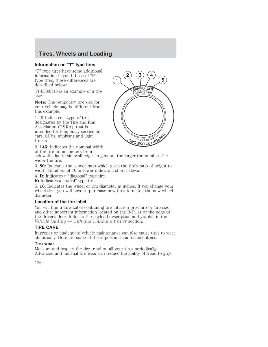 Ford Taurus IV 4 owners manual / page 126