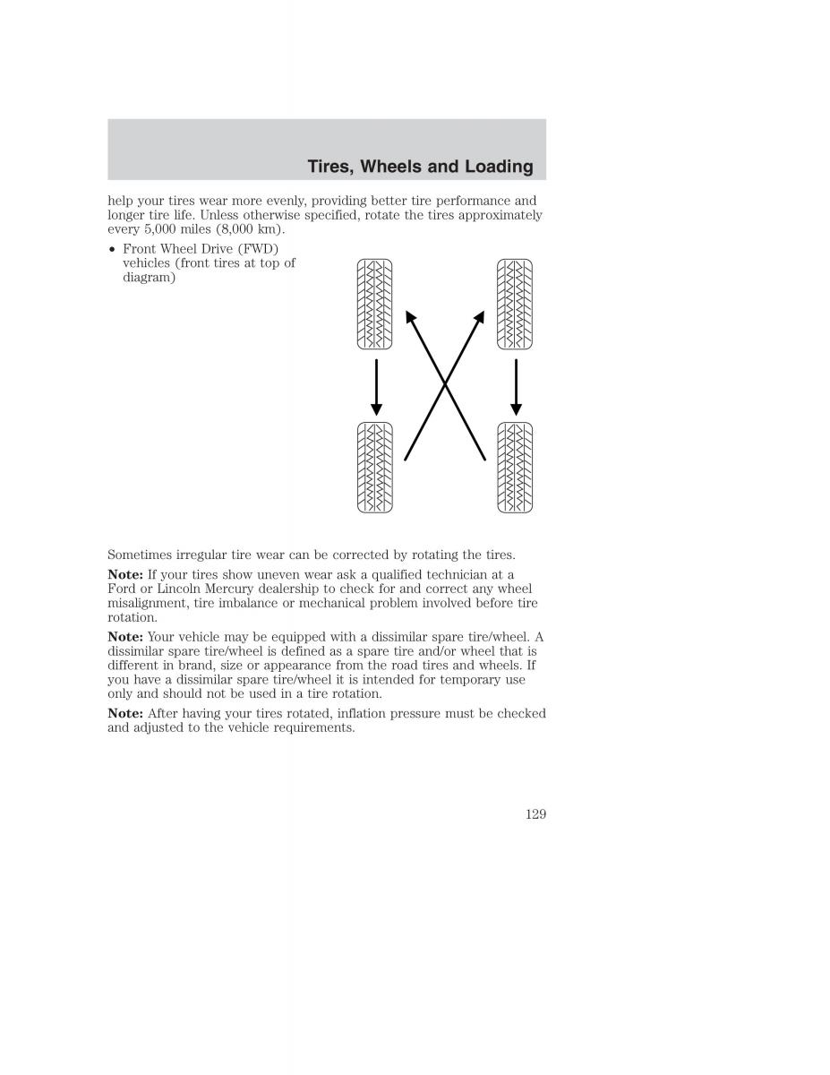 Ford Taurus IV 4 owners manual / page 129