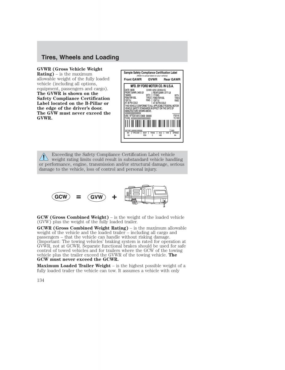 Ford Taurus IV 4 owners manual / page 134