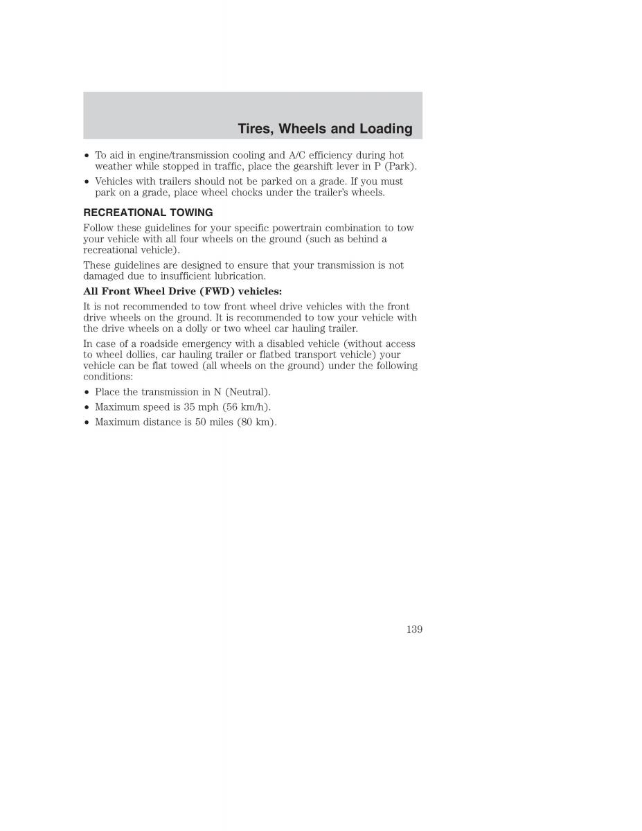 Ford Taurus IV 4 owners manual / page 139