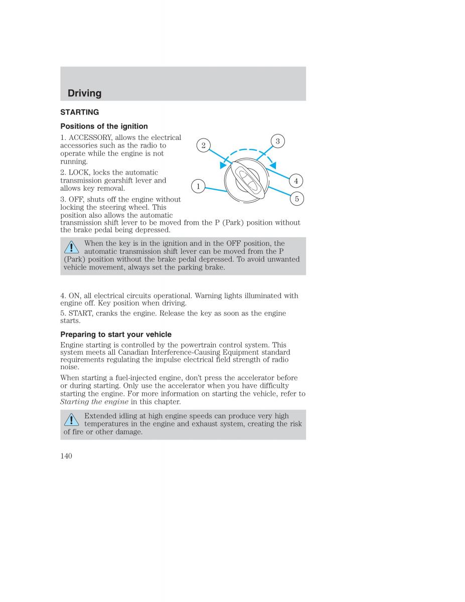 Ford Taurus IV 4 owners manual / page 140