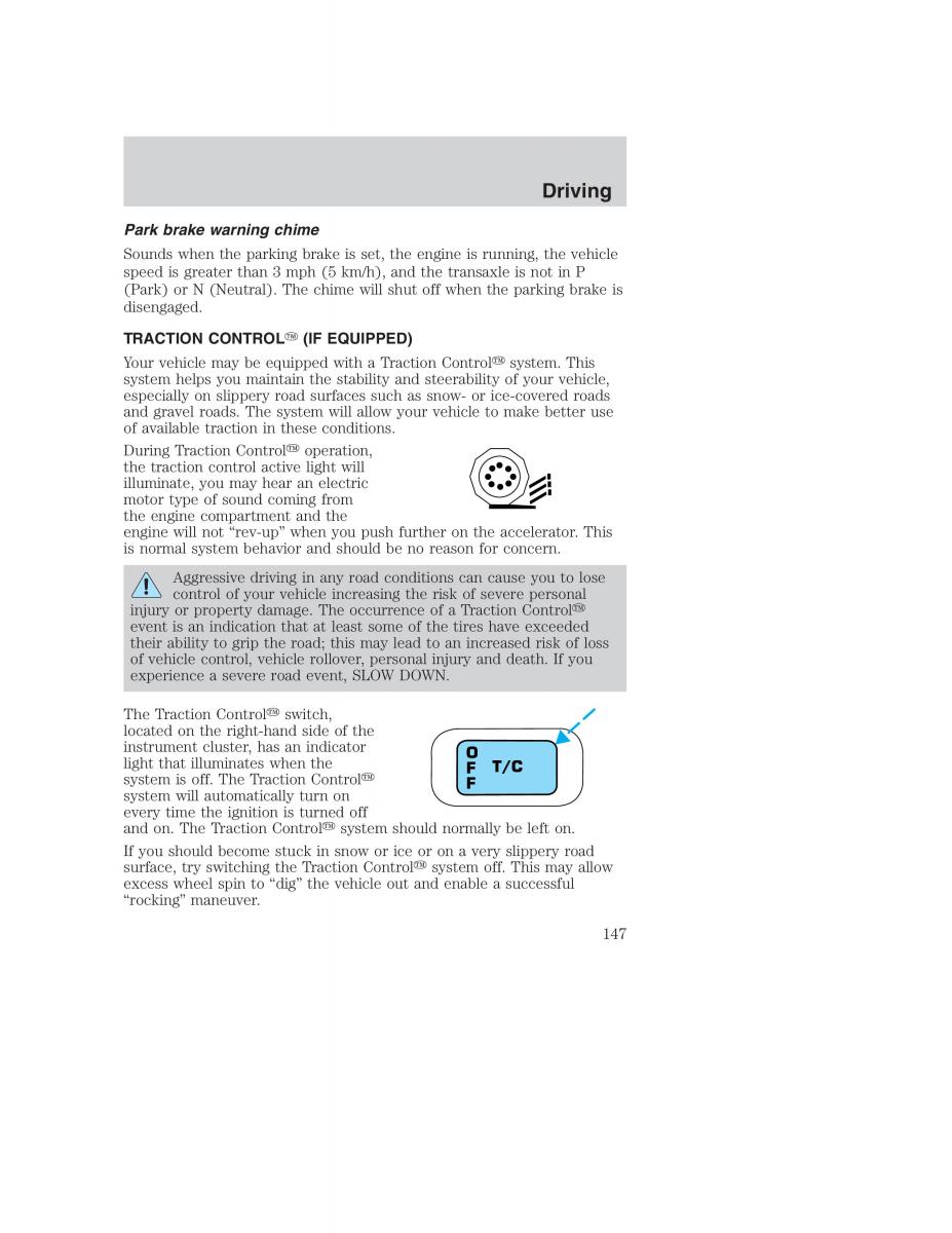 Ford Taurus IV 4 owners manual / page 147