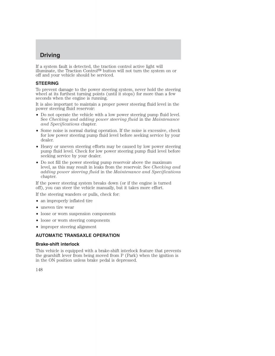 Ford Taurus IV 4 owners manual / page 148