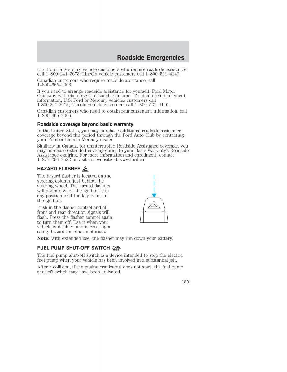 Ford Taurus IV 4 owners manual / page 155