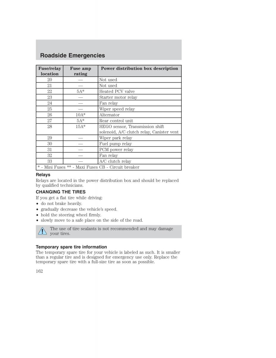 Ford Taurus IV 4 owners manual / page 162