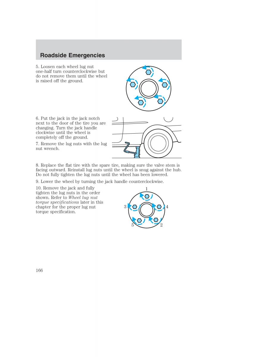 Ford Taurus IV 4 owners manual / page 166