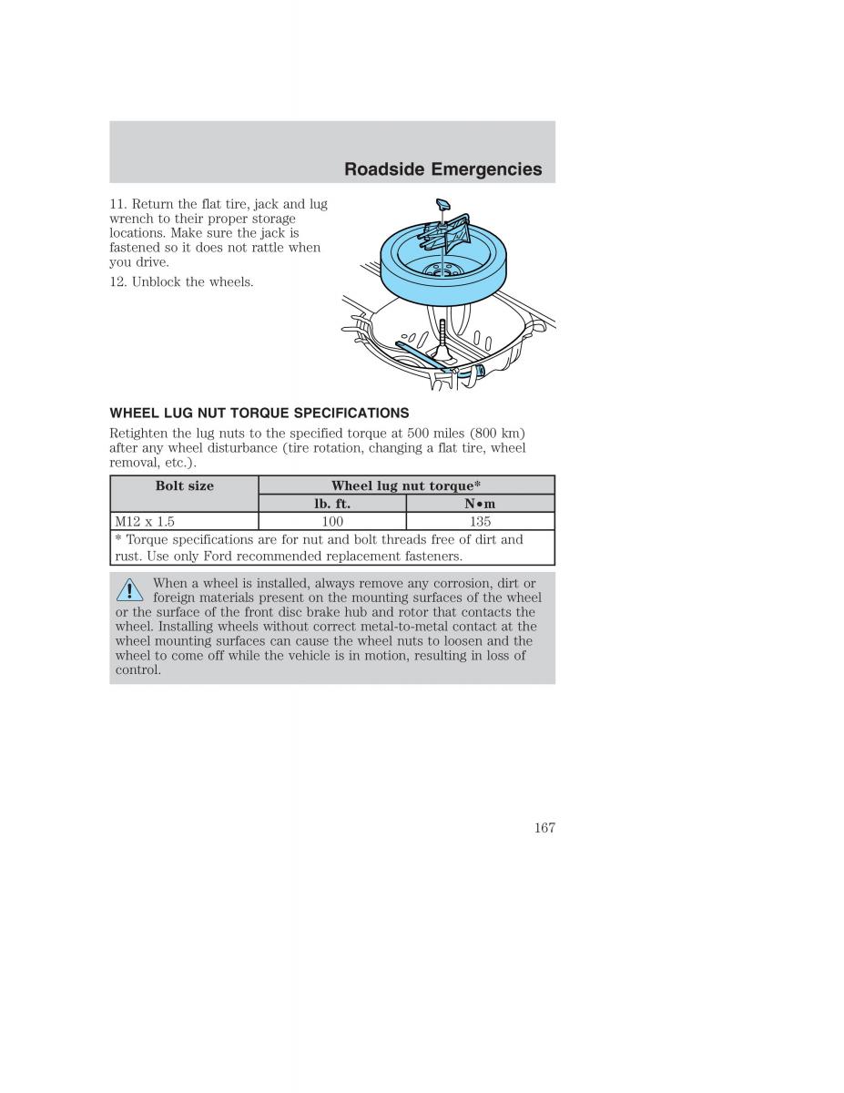 Ford Taurus IV 4 owners manual / page 167